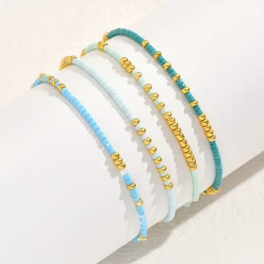 Boho turkis perle armbånd sæt