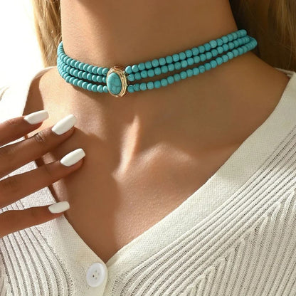 Elegant vintage halskæde med turkise perler