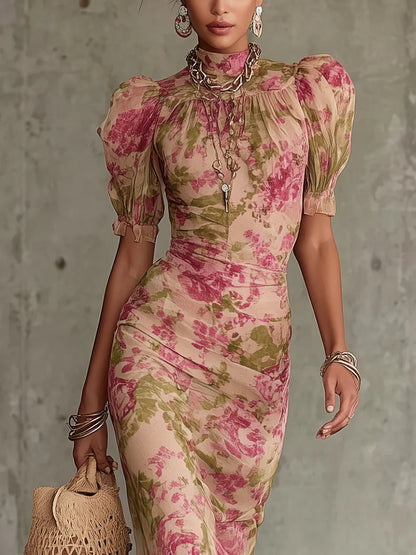 Rosalie™ | Maxikjole med vintage rosenprint