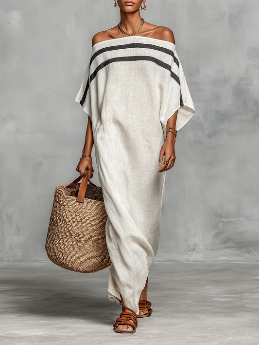 Aveline™ | Maxikjole med off-shoulder og flagermusærmer