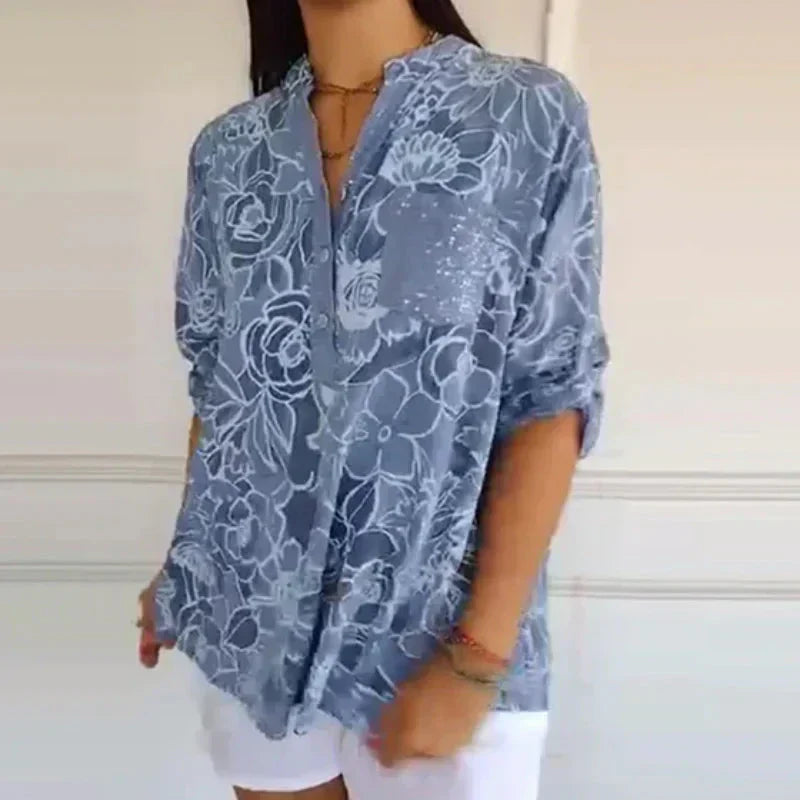 Coralie™ — Elegant bluse med raffineret print