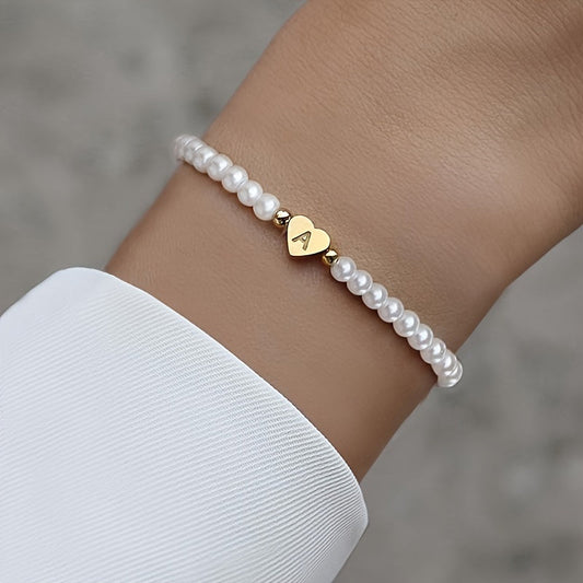 Elegant Armbånd med Initial i Hjerte (A–Z)