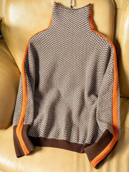Clara™ | Rullekravesweater med kontraststriber