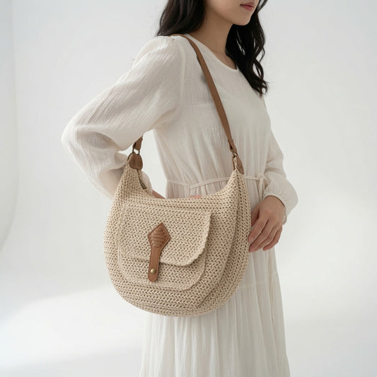 Azélina™ — Flettet boheme-taske med naturlig elegance