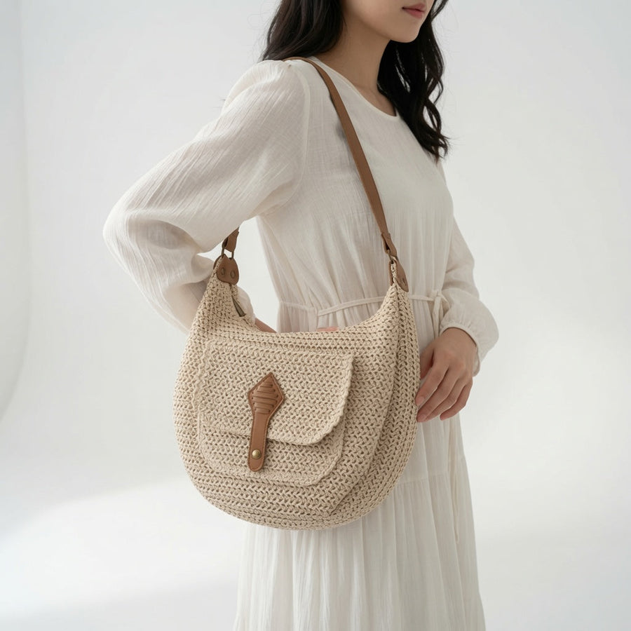 Azélina™ — Flettet boheme-taske med naturlig elegance