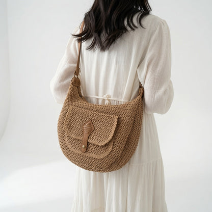 Azélina™ — Flettet boheme-taske med naturlig elegance