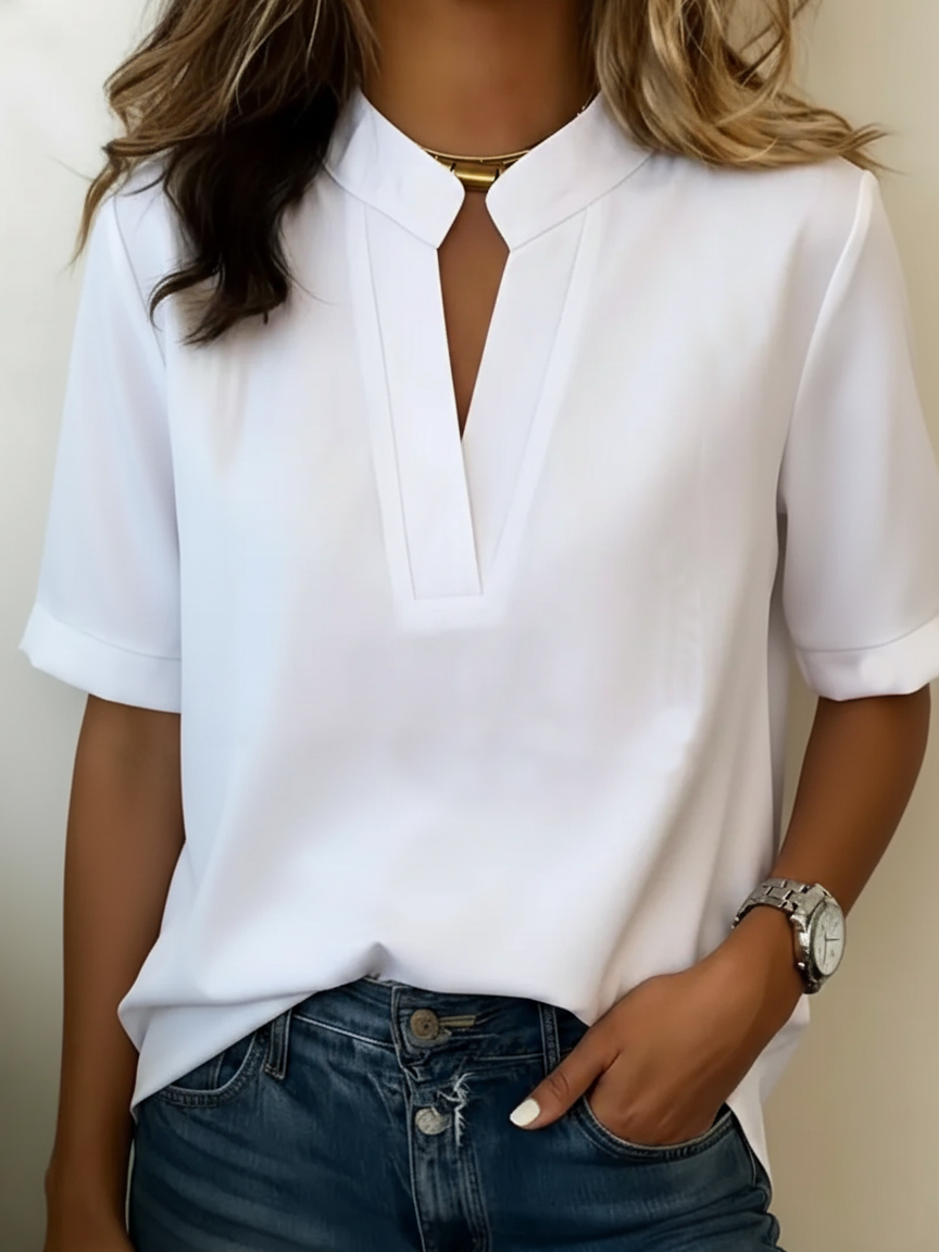 Élise — Elegant bluse med raffineret krave