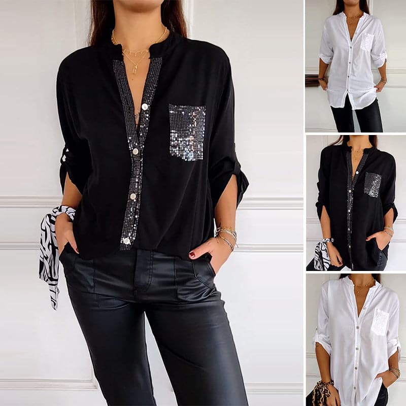 Marina™ — Elegant top med glitrende detaljer
