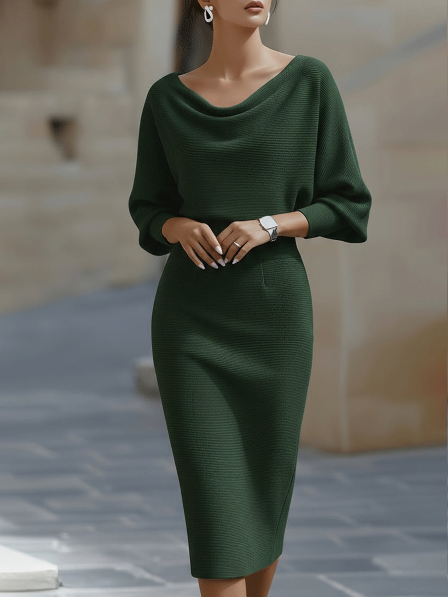 Clarisse™ — Elegant tidløs draperet midikjole
