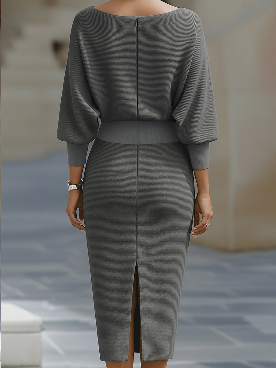 Clarisse™ — Elegant tidløs draperet midikjole