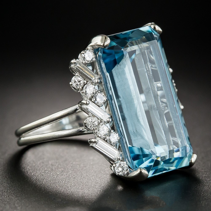 Blå krystal ring