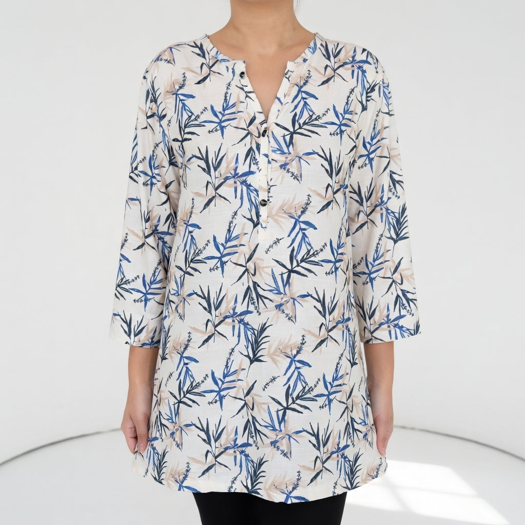 Émilienne™ — Flydende tunika med print og sommerkomfort