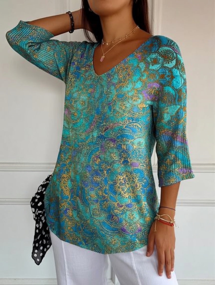 Bérangère™ - Elegant flydende bluse med raffineret print