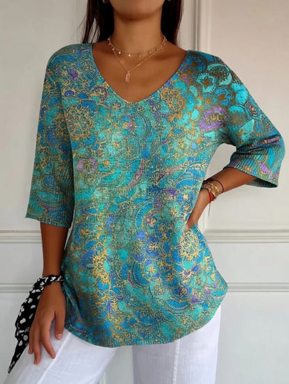 Bérangère™ - Elegant flydende bluse med raffineret print