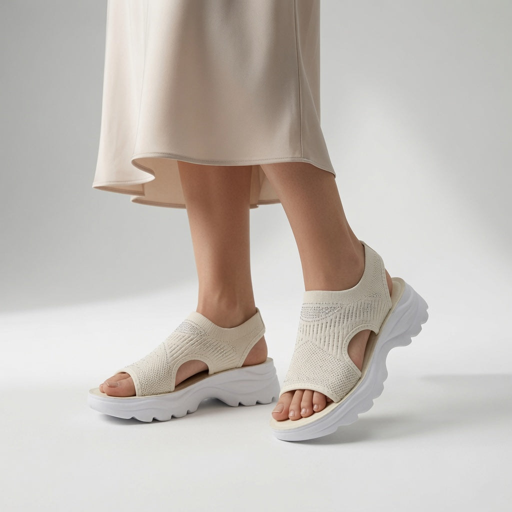 Sportelle™ — Sportssandal i mesh med profilsål og rem om hælen