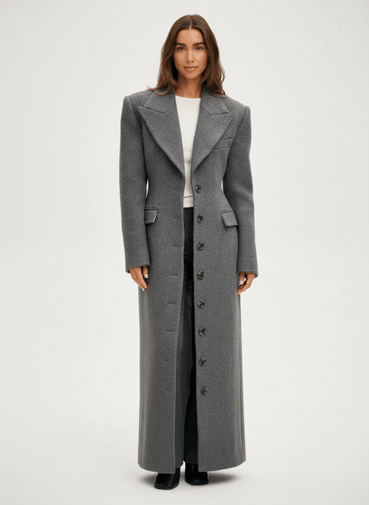 Hélène™ | Elegant lang frakke med feminin silhuet