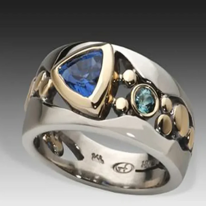 Vintage ring med blå krystal