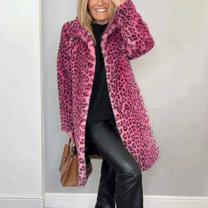 Séverine™ — Elegant halvlang jakke med leopardprint