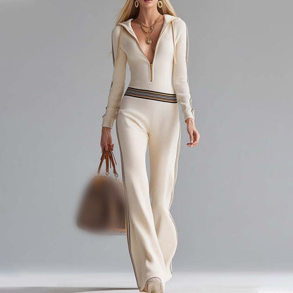 Camille™ — Strikket jumpsuit i chic retro-sportsstil