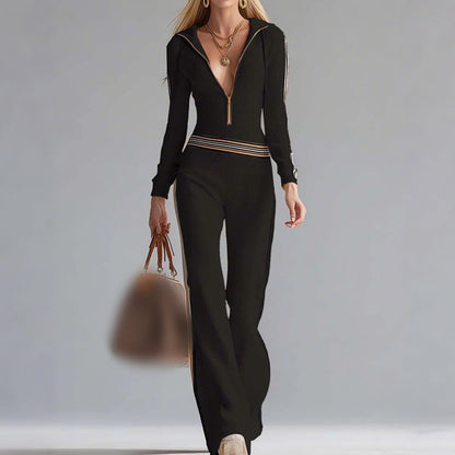 Camille™ — Strikket jumpsuit i chic retro-sportsstil